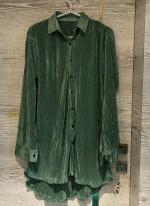 Imported Green Party Wear Pleated Readymade Shirt